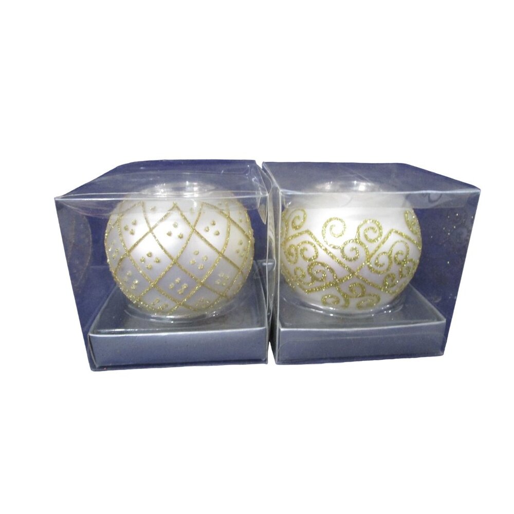 Catherine Lillywhites Gold White  Christmas Ornaments Tea Light Holders EUC